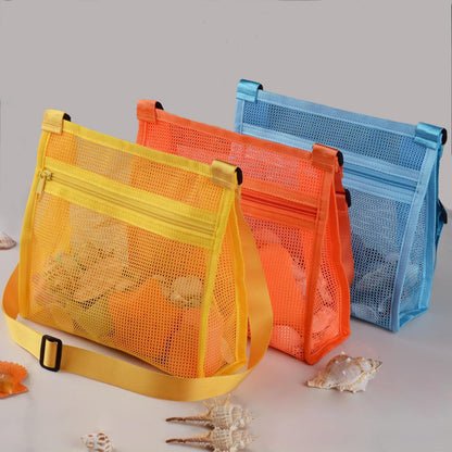 MUYIZI Mesh Beach Bag for Shells Collecting 3 Pack,Shell Bags for Beach, Beach Shell Bag for Kids, Sea Shell Bags for Picking Up Shells, Sand Toys Swimming Accessories for Boys and Girls