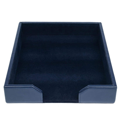 DACASSO Bonded Leather Desktop Letter Tray - Luxury Letter Holder & Paper Organizer for Desk - Office Organization & Executive Desk Decor - (Navy Blue) 13.5 x 10.5 x 2