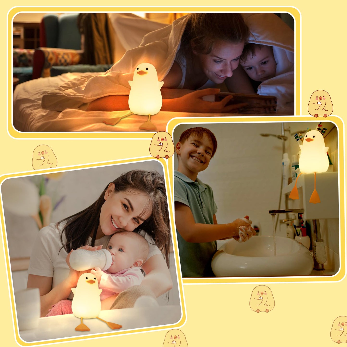 Okayera Cute Duck Lamp, Animal Nursery Silicone Night Light with Portable USB Rechargeable Timer Dimmable, Perfect for Home Bedroom Living Room, Holiday Birthday Xmas Easter Decor Gifts to Kids Baby