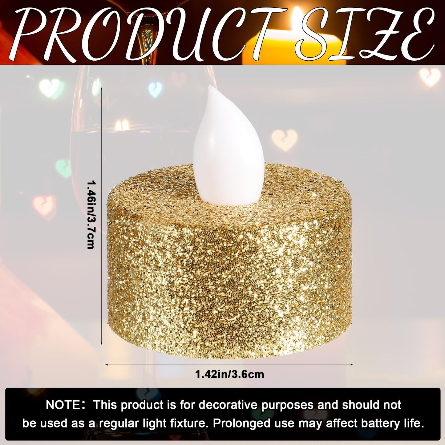 Mudder 24 Pieces Gold Tea Lights LED Candles Tealights Flameless Votive Battery Operated Tea Lights Electric Glitter Tealight for Holiday, Festival Gift, Wedding, Birthday,Home, Party Decor