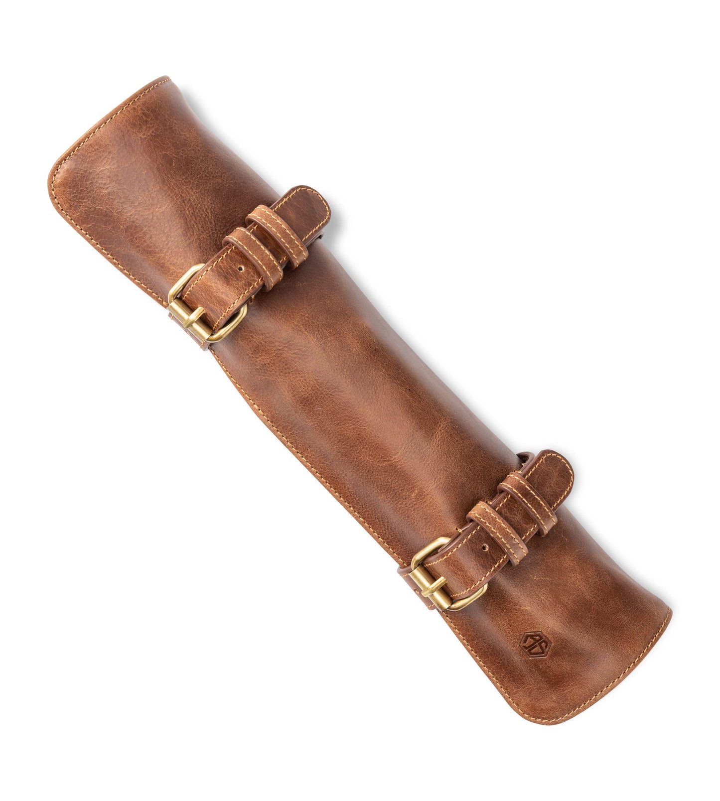 Angus Stoke knife roll bag made of real buffalo leather | 14-slot leather knife case for chef's knives - large knife bag Duplex (brown)