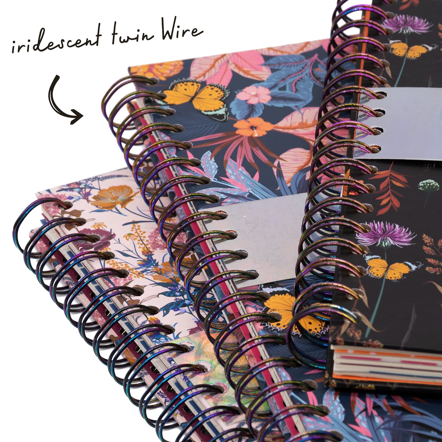 Pukka Pad 5 Subject Spiral Notebook 3-Pack - 200 Pages, 100 Sheets of 80GSM Paper with Repositionable Dividers & Perforated Edges for School & Office Planning & Organization - B5-7 X 10, Bloom