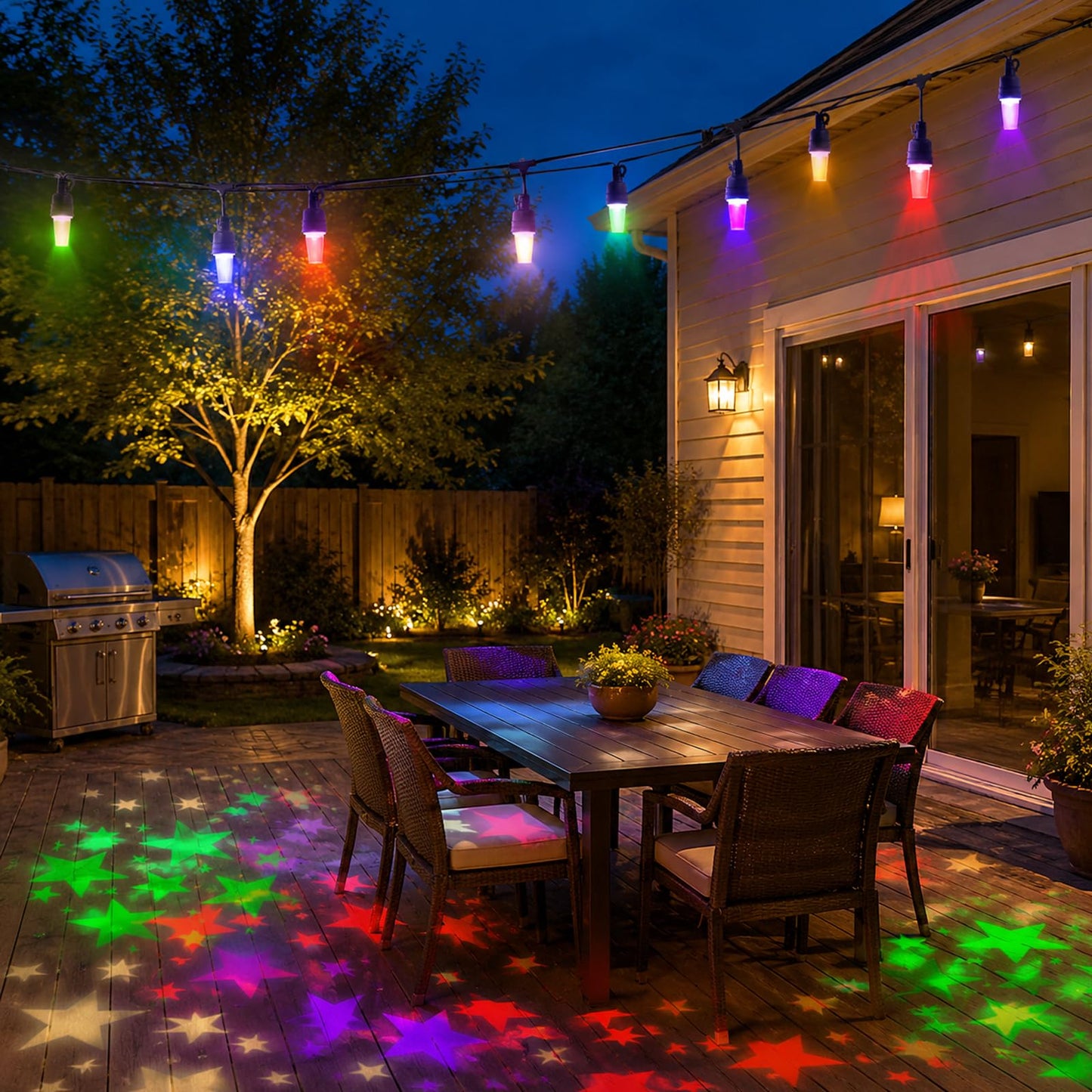 Vigdur 4th of July Decorations Red White and Blue Lights, 31.4FT Star String Lights with 10 LEDs Plug in Indoor Outdoor Lights for Party Patio Yard Bedroom Patriotic Decor