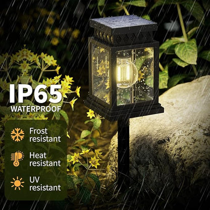 Solar Pathway Lights Outdoor for Pathway Garden Yard Patio Driveway, Solar Walkway Lights Auto On/Off, Warm White, Up to 8H Lighting (4 Pack)