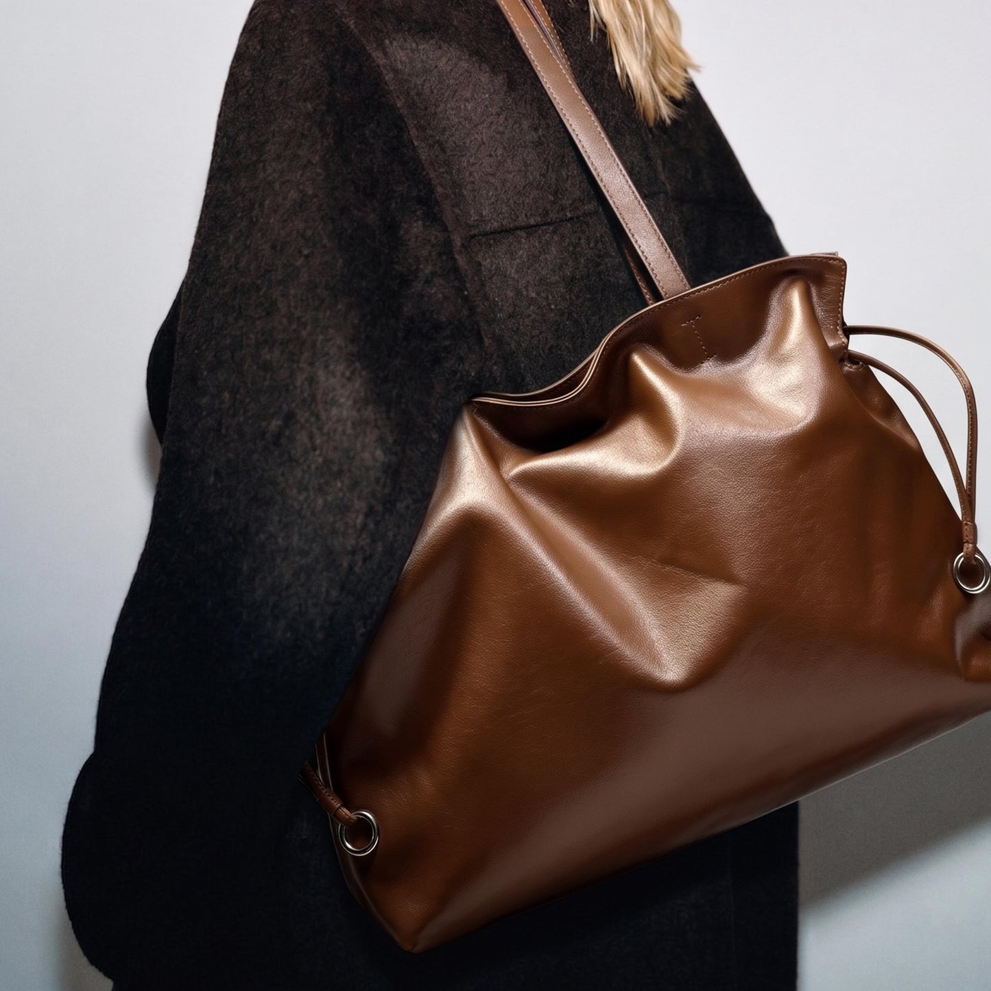 Women's Top Grain Leather Tote Bag Slouchy Hobo Work Purse Large Commuter Shoulder Bag Fits 14 Inch Laptop