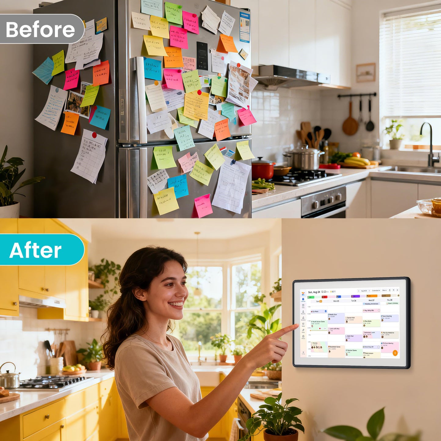 TASKLENDAR 15.6’’ Digital Calendar Frame Wall Touchscreen Electronic Calendar, Smart Family Planner for Schedule, Chore Chart & Meals Task Organizer, Digital Photo Display, Wall & Desk Mountable, Gray