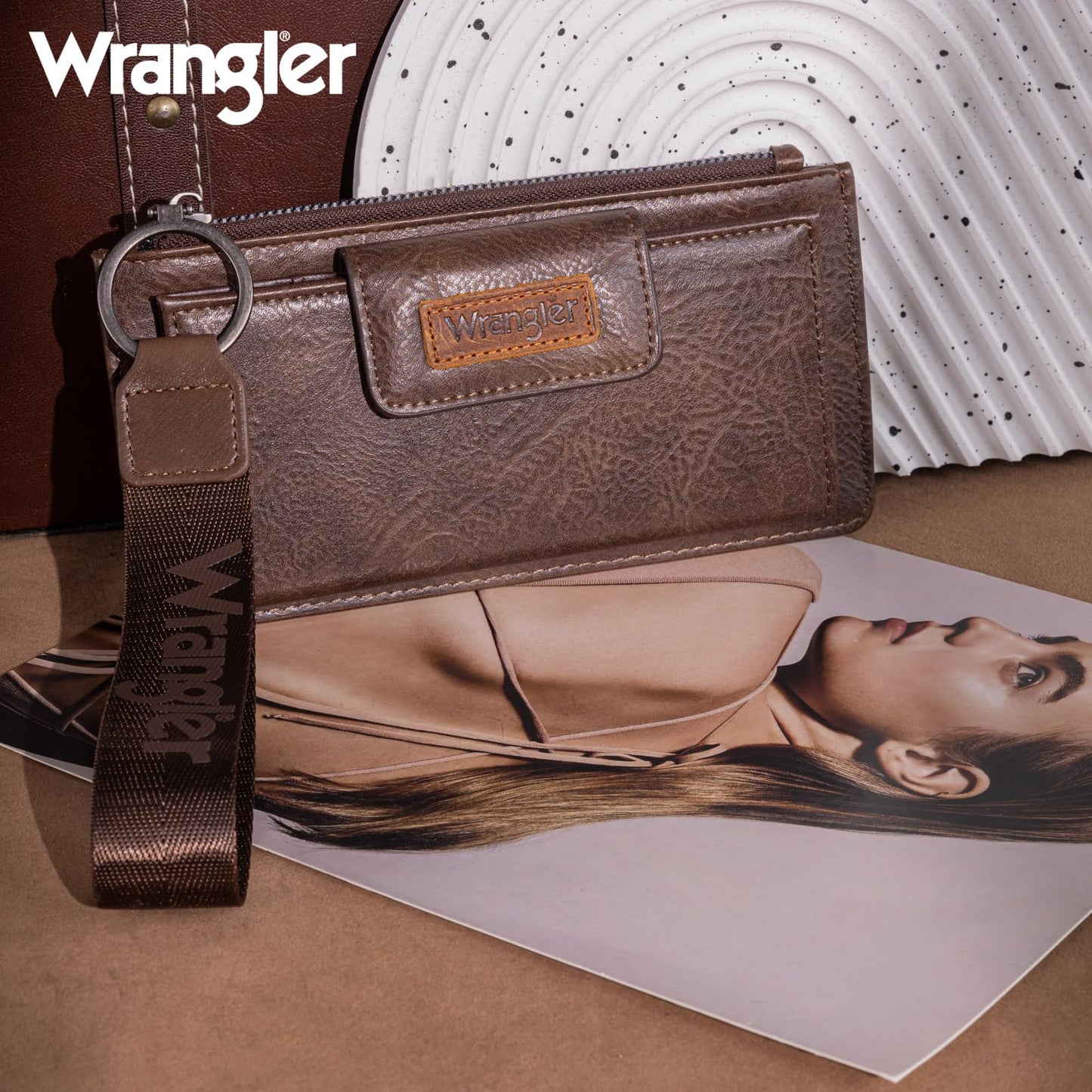 Montana West X Wrangler Minimalist Wallet Women Card Cases & Money Organizers Wristlet with Wallet Large Clutch with Coin Purse Smooth Zipper and Rfid Lining