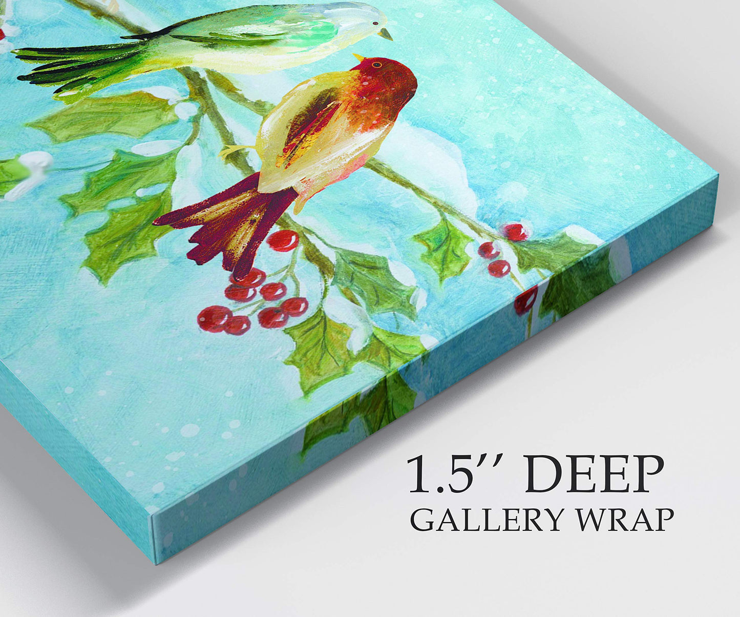 Renditions Gallery Animals Wall Art Paintings for Home Decor SnowBirds Sitting on Holly Tree Abstract Art Wall Hanging Prints for Bedroom Dining Living Room Office Home Kitchen Decor - 32"X48" LT18