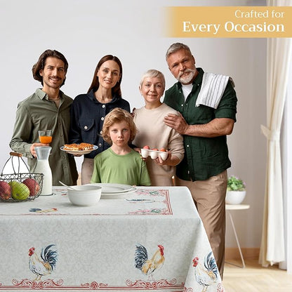 Maison d' Hermine Table Cloth Rectangle Table 100% Cotton 70 x 108 Inches Tablecloth Reusable Decorative Everyday Use for Dining Room, Farmhouse, Home Party, Festive & Wedding Spring Summer - Campagne