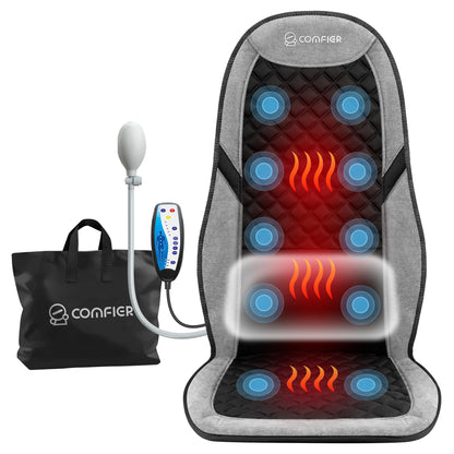 COMFIER Back Massager with Heat,Massage Chair Pad,Massage Seat Cushion with Adjustable Lumbar Support,Back Massage for Pain Relief,Chair Massager for Recliner,Office,Gifts for Dad,Mom