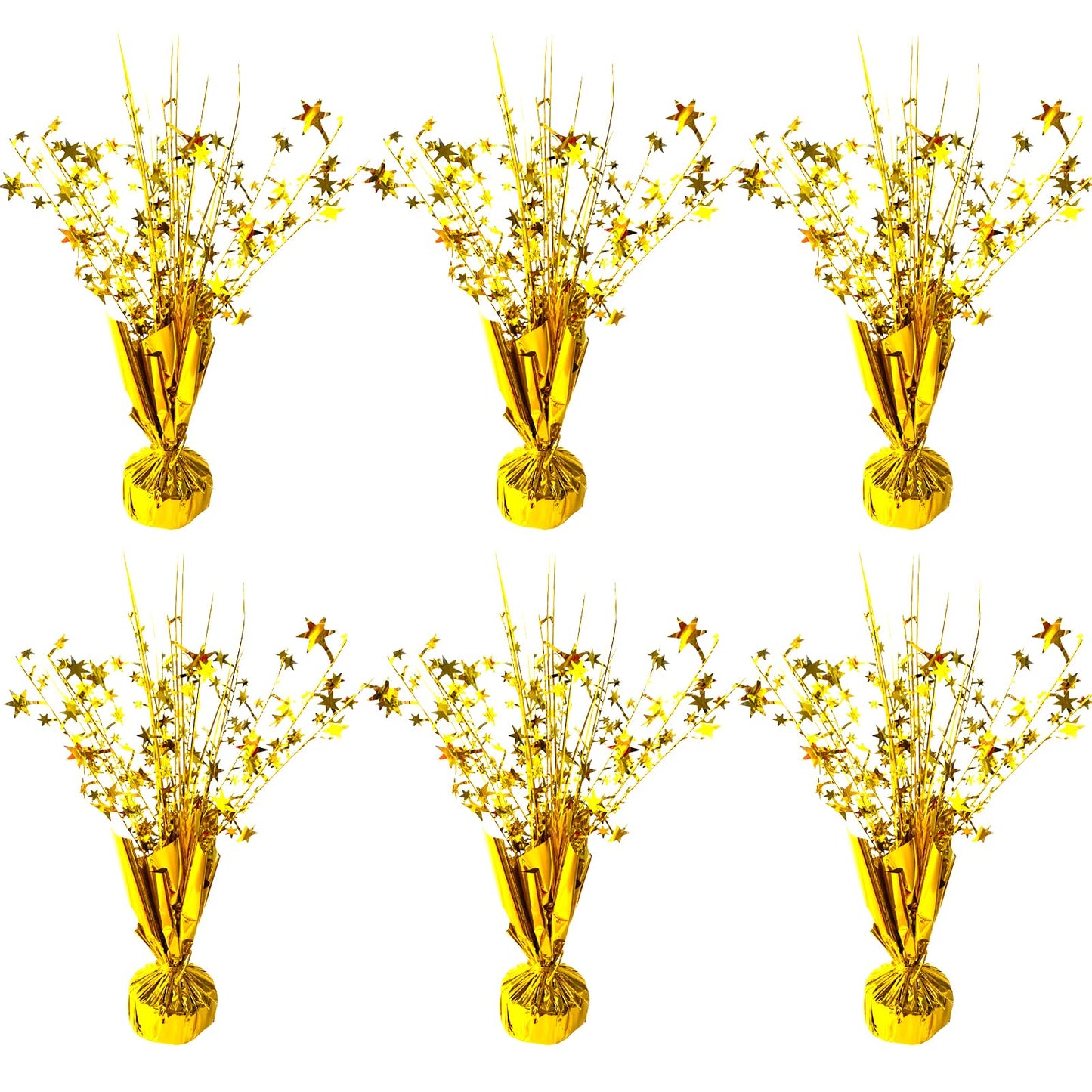 FUBININA 6 Pack Metallic Foil Spray Centerpiece Star Table Decoration Burst Table Centerpieces for Birthday New Years Nye Wedding Anniversary Graduation Holiday Party Supplies Decor, Gold