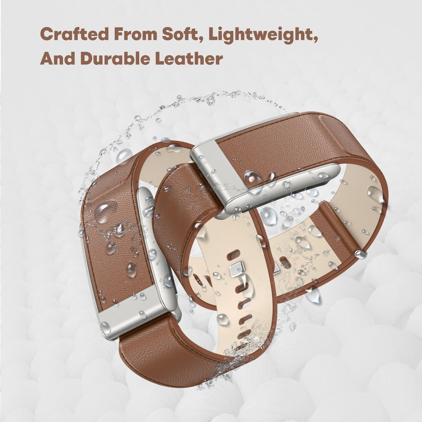 DADO Luxe Tapered Leather Replacement Band Compatible with WHOOP 5.0, One, Peak, and Life Fitness Tracker – Durable & Comfortable | Not for Whoop Gen 4 (Brown Silver, One/Peak)