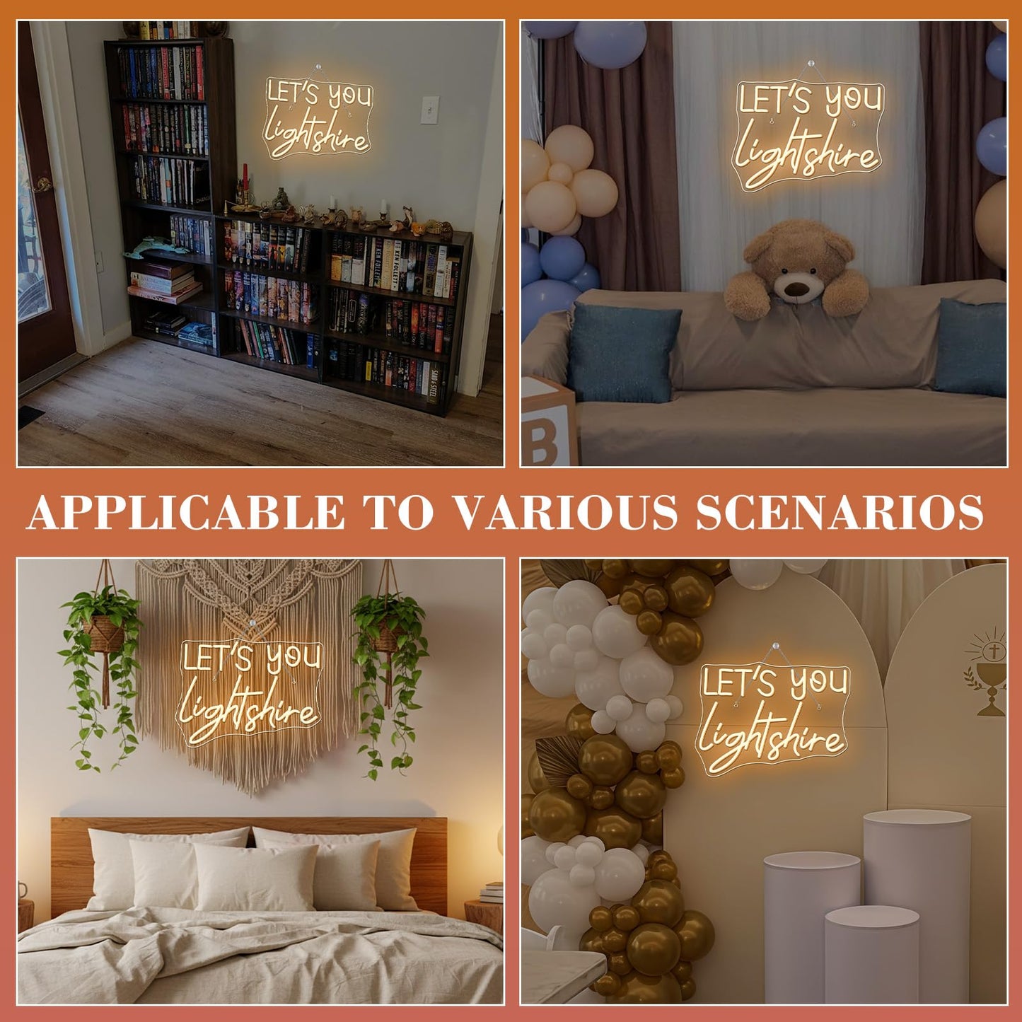 Let's You Light Shine Neon Lights in Bedroom Warm White Christian Neon Sign for Wall Decor Bible Verse Wall Art Religious Gifts for Lords Prayer Decor Jesus Gift to Women