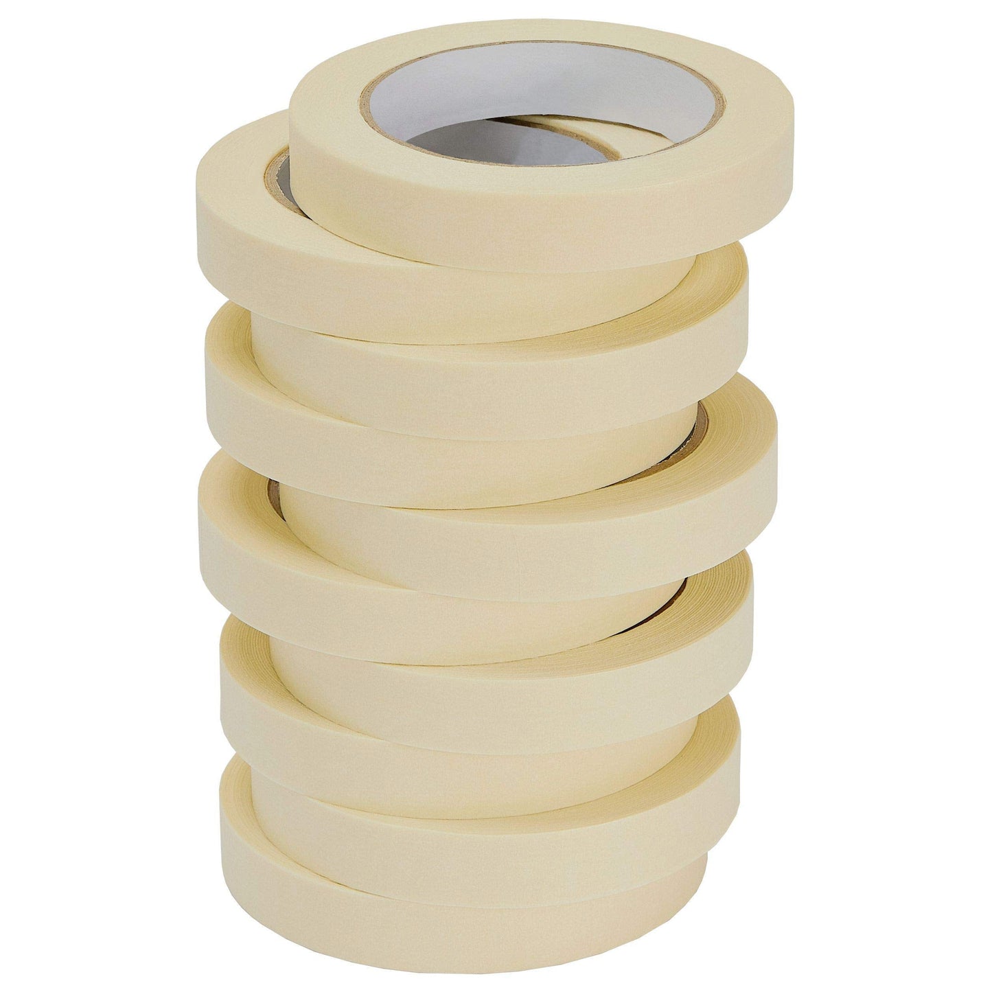 Lichamp Masking Tape 10 Pack General Purpose Beige White Color, 0.75 inch x 55 Yards x 10 Rolls (550 Total Yards), for Painting, Home, Office, School Stationery, Arts, Crafts etc. (3004)