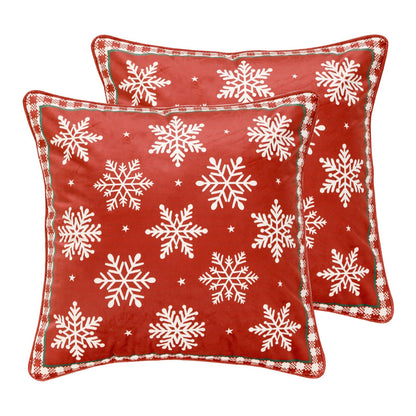 ISAENNE French Chrismas Velvet Throw Pillow Cover,Set of 2,18"x18"-Carol C