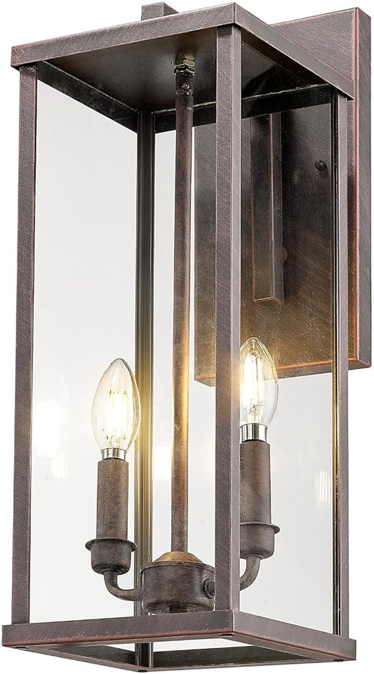 Bestshared Outdoor Wall Sconce Light, 20 Inch Tall Exterior Wall Lighting Fixture with Clear Glass, Anti-Rust Outside Porch Lighting Lamp for House Front Doorway Patio (Rust, 20"-1 Pack)