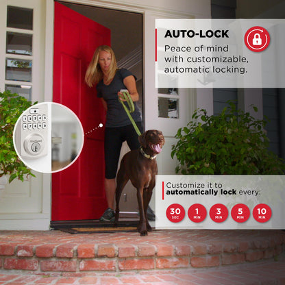 Kwikset SmartCode 260 Keyless Entry Electronic Keypad Deadbolt Door Lock with Auto-Lock, Custom User Codes, Advanced Security in Satin Nickel Contemporary