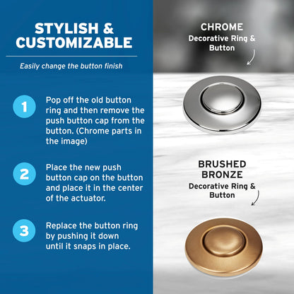 InSinkErator STC-MTBLK Push SinkTop Switch Button, Matte Black