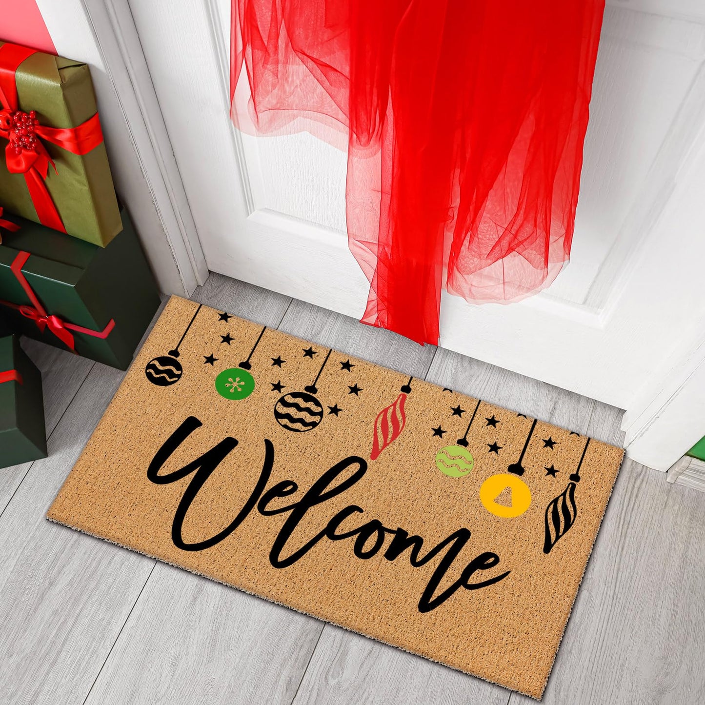 Dunzy 16 Pcs Christmas Stencils for Door Mats Crafts Reusable Merry Christmas Welcome Templates Large Stencil for Painting on Wood Sign Wall Doormat DIY Project