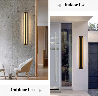 LamQee 39.4 Inch Long Outdoor Wall Lights Modern Exterior Lighting Fixtures, 3000K 30W LED Linear Outdoor Wall Sconce, Contemporary Matte Black Outside Wall Mount Lights for House Garage Porch Patio
