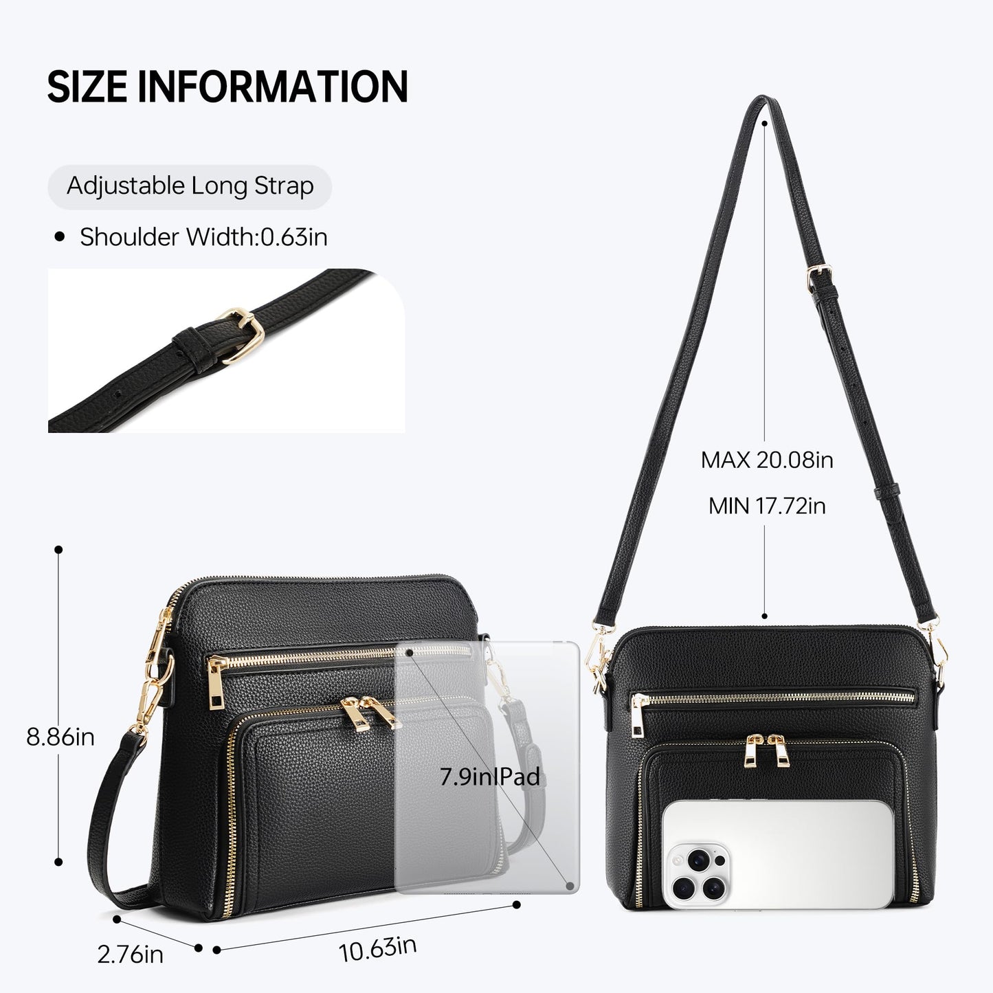 Goinsound RFID Crossbody Bag for Women Crossbody Purses for Women with Built in Wallets Black