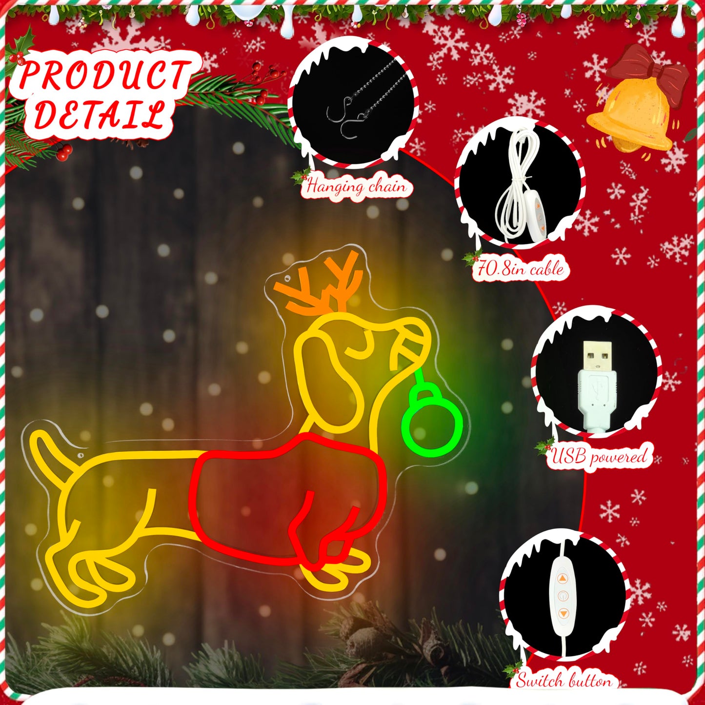 FuugZze Dachshund Neon Sign Christmas Neon Lights for Bedroom Weiner Dog Led Signs for Bedroom Wall Dimmable Dachshund Light Up Sign for Neon Christmas Decorations Party Wall Room Home Decor