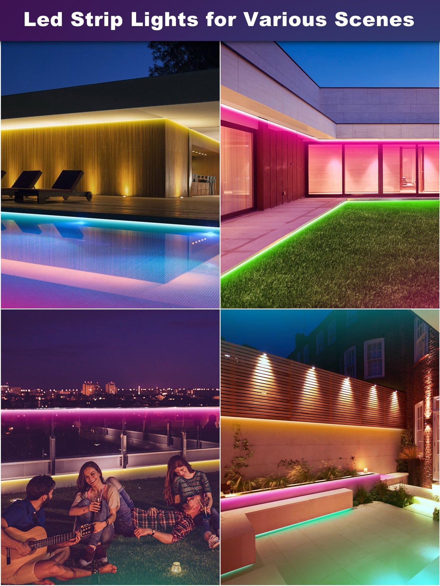 Ledagic Outdoor Led Strip Lights Waterproof 400ft, Ip68 Outside Led Light Strip Waterproof with Remote and App Control, Exterior Music Syne RGB Led Rope Lights for Bathroom, Party Home Decor (2*200ft)