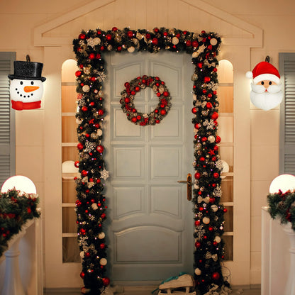 Mudder Christmas Porch Light Covers Christmas Outdoor Decoration Gnome Xmas Holiday Light Covers for Porch Garage Front Door Hanging(Snowman, Santa,2 Pcs)