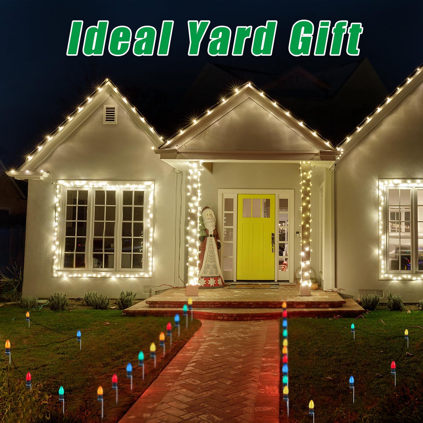 WBCBEC 60Pcs 12 Inch Metal Christmas Light Stakes Christmas Yard Lights Stakes Metal Light Stakes for Christmas Lights Yard Lawn Light Stakes for C7 and C9 Ground Stakes for Christmas Lights