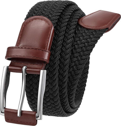Braided Stretch Belt for Men - Elastic Woven Design for Golf, Casual Pants & Jeans