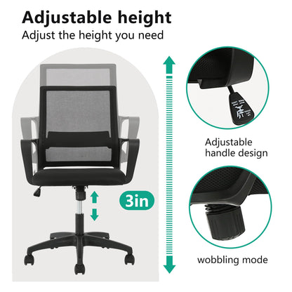 PayLessHere Gaming Chair Ergonomic Computer Chair Office Chair Video Game Chairs with Lumbar Support Desk Chair Armrest Mid Black Cushion Swivel Rolling Chair with Wheels for Home Office(Black)