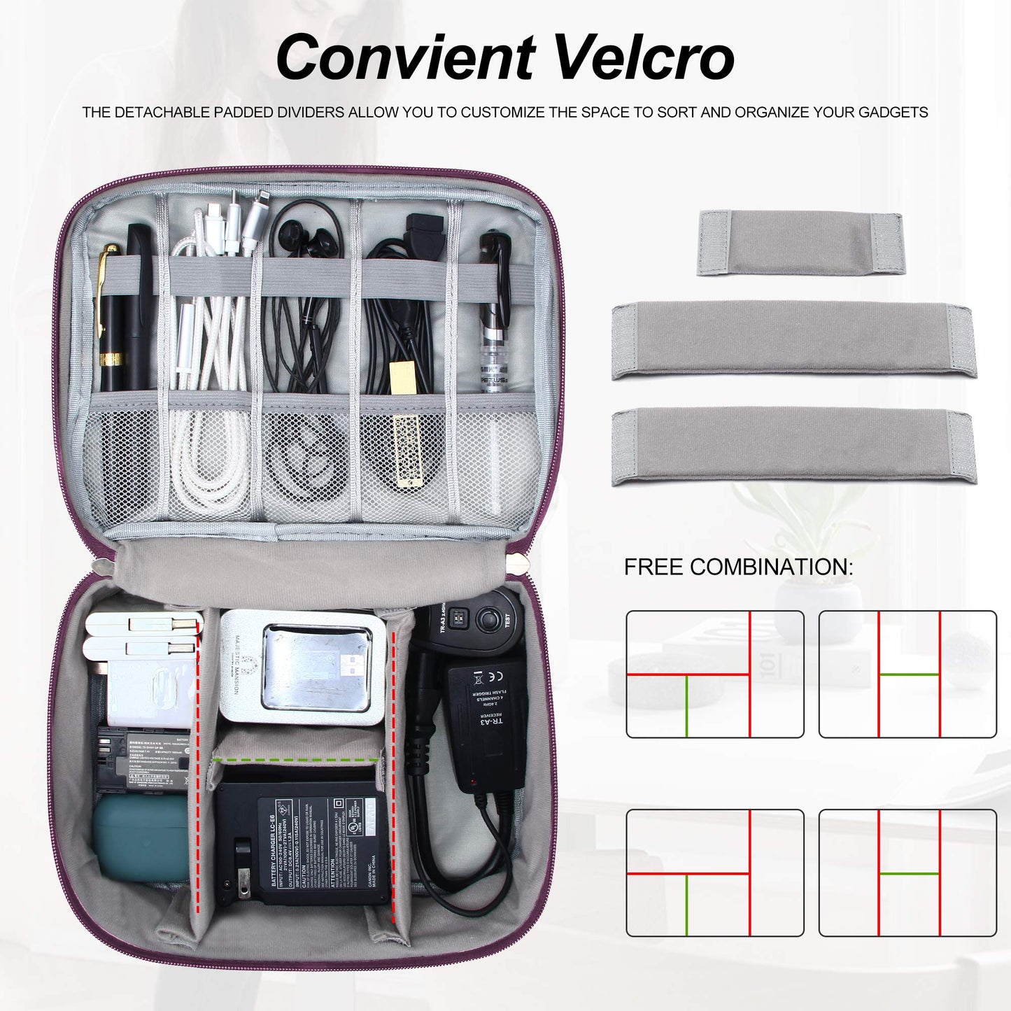 SELLYFELLY Electronic Bag Travel Cable Accessories Bag Waterproof Double Layer Electronics Organizer Portable Storage Case for Cable, Cord, Charger, Phone, Adapter, Power Bank, Kindle, Hard Drives