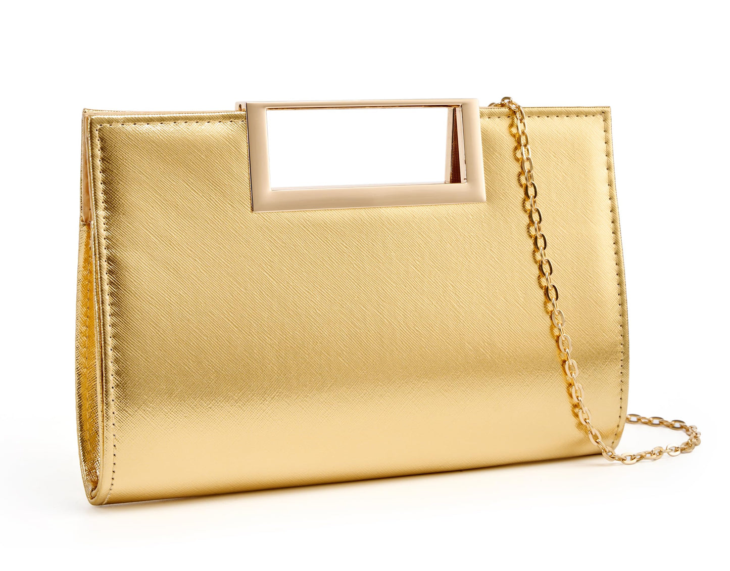 MUDUO eveing Clutch Purse Fashion Faux Leather handbag/shoulder bag (Gold)