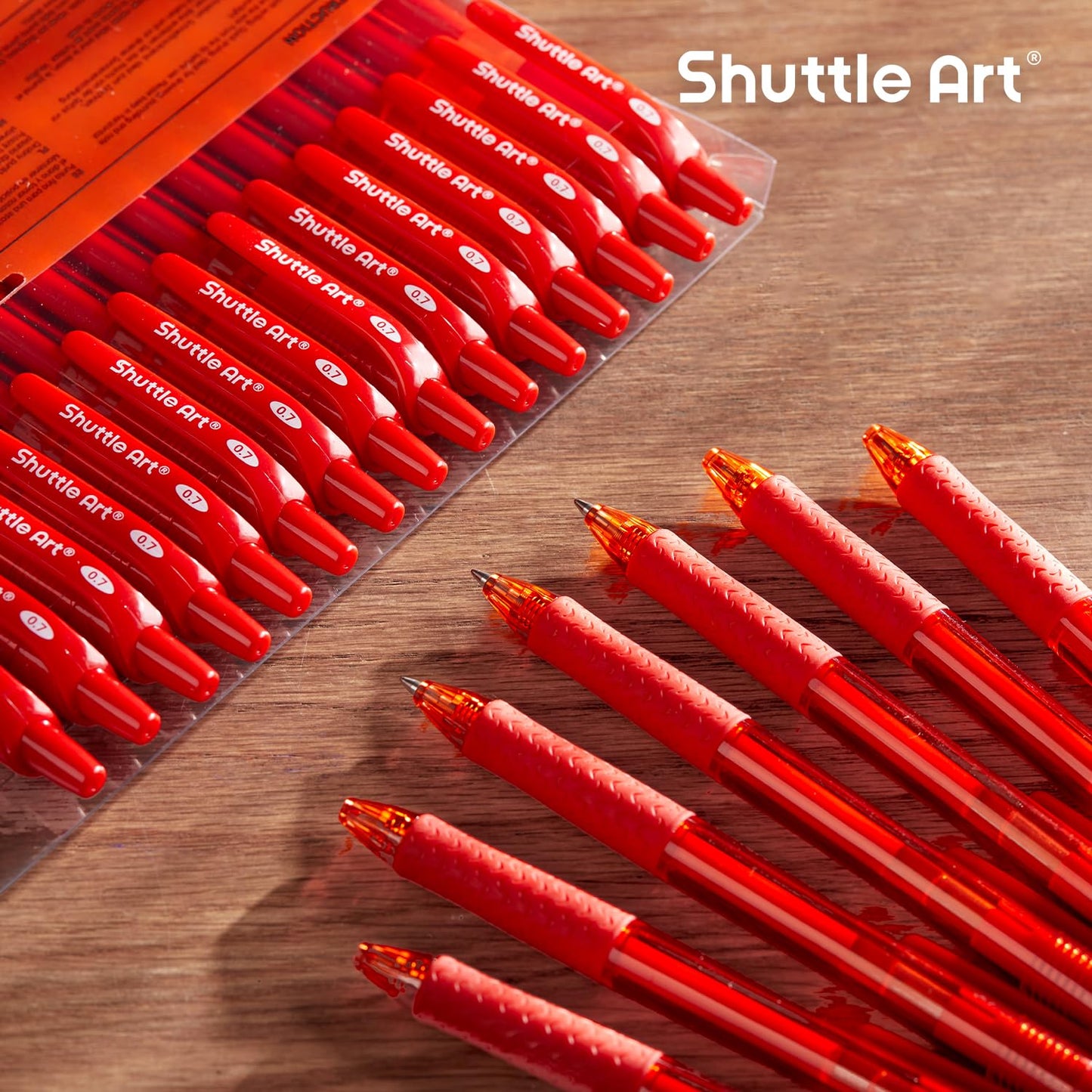 Shuttle Art Red Gel Pens, 20 Pack Retractable 0.7mm Medium Point Rollerball Red Ink Pens Smooth Writing with Comfortable Grip for Writing Journaling Taking Notes Office School Home