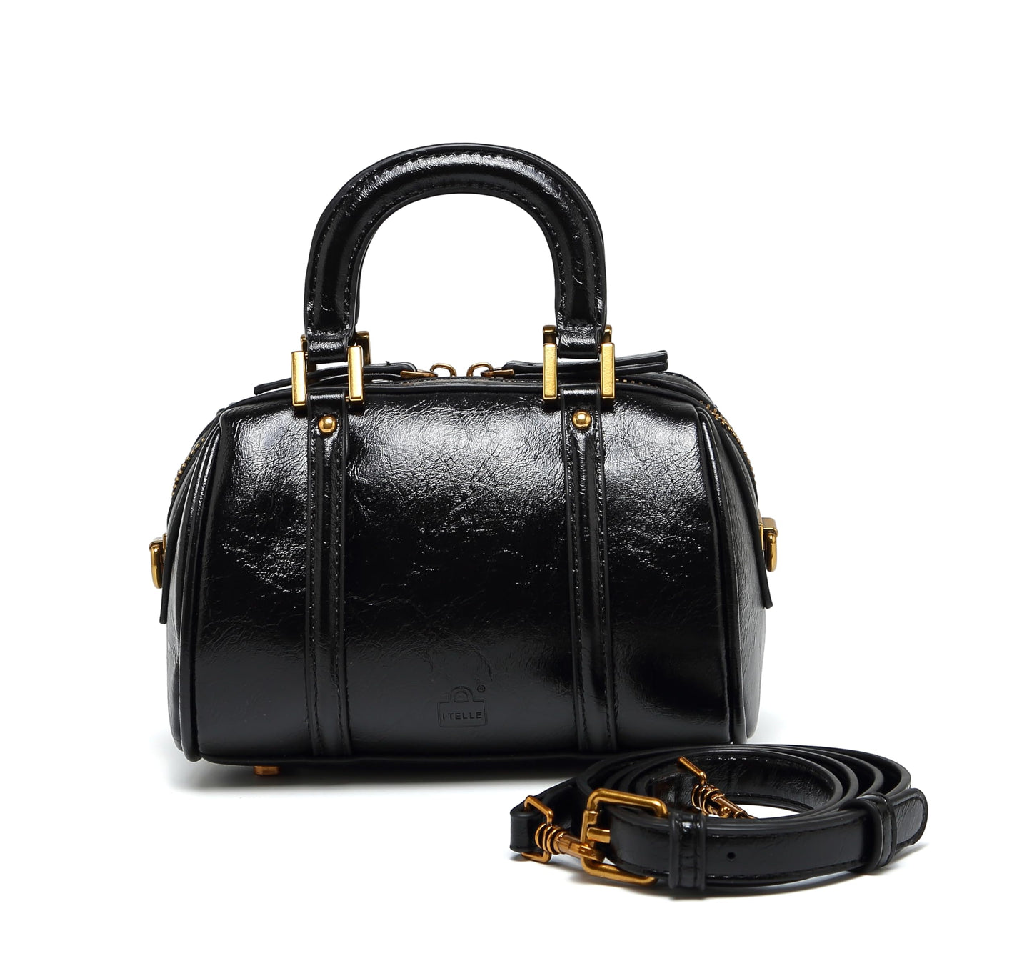 Women's handbag Boston bucket bag single shoulder top handle bag Fashion designer crossbody bag crossbody bag (black)