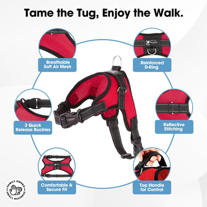 Copatchy No Pull Reflective Adjustable Dog Harness with Handle- Comfortable Soft All Weather Mesh, Easy On Puppy Harness for Small Medium and Large Dogs (Red) Small