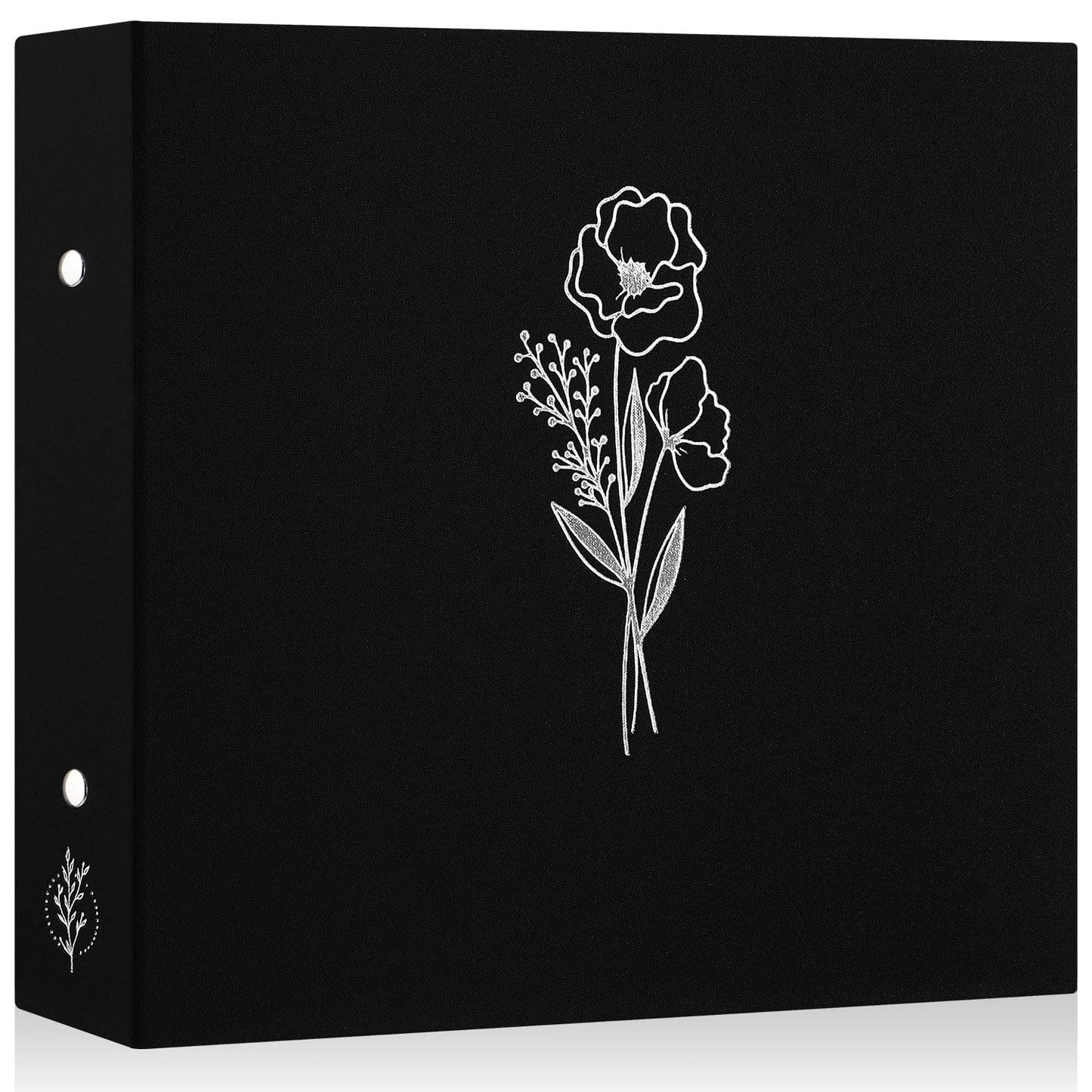 Lanpn 12x12 inch Scrapbook Photo Album, Linen Cover Archival Acid Free Top Load 3 Ring Binder Folder Photo Book 12 x 12 with 30 Plastic Sleeves 60 Pages (Black)