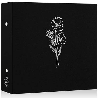Lanpn 12x12 inch Scrapbook Photo Album, Linen Cover Archival Acid Free Top Load 3 Ring Binder Folder Photo Book 12 x 12 with 30 Plastic Sleeves 60 Pages (Black)