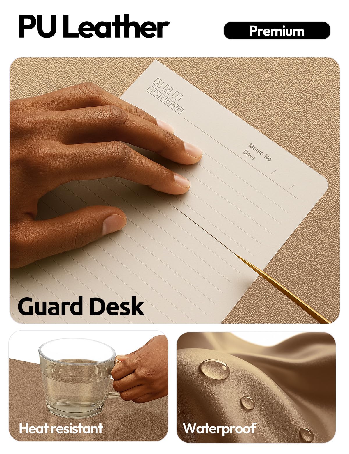 YSAGi Leather Desk Pad Protector, Office Desk Mat, Large Mouse Pad, Non-Slip PU Leather Desk Blotter, Laptop Desk Pad, Waterproof Desk Writing Pad for Office and Home (Shiny Bronze, 47" x 17")