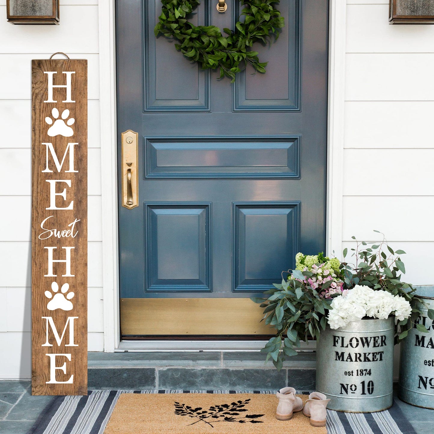 Home Sweet Home Wooden Porch Sign 47" Welcome Cat Dog Sign for Home Front Door Yard Front Porch Standing Farmhouse Home Decoration