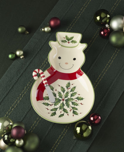 Lenox 898269 Holiday Tray with Spreader, Christmas Serveware, Festive Décor