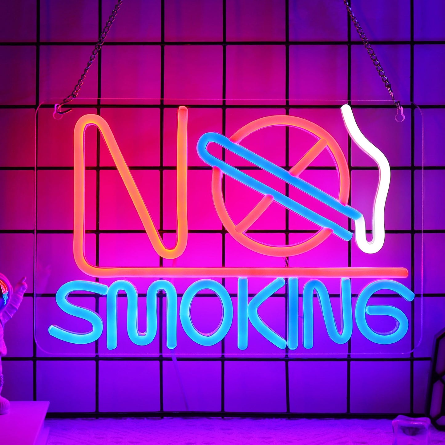 Neon Signs - No Smoking, Bedroom & Business Suitable - USB Powered with Hanging Hooks