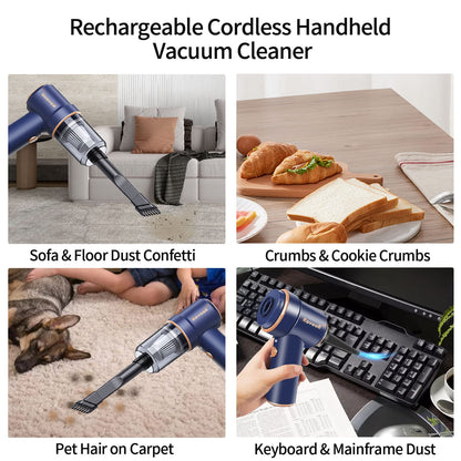 Roveoll Handheld Cordless Vacuum Cleaner, 2 in 1 Air Duster USB 80000 RPM Portable Compressed Air Dust Blower, Rechargeable Mini Car Vacuum Cleaner for Car, Home, Computer Keyboard and Pet Hair Clean