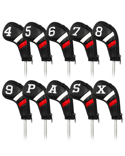 Big Teeth Golf Iron Headcovers, Colorful Iron Golf Club Covers Zipper Closure, Black and White Big Number Iron Golf Club Covers for Men