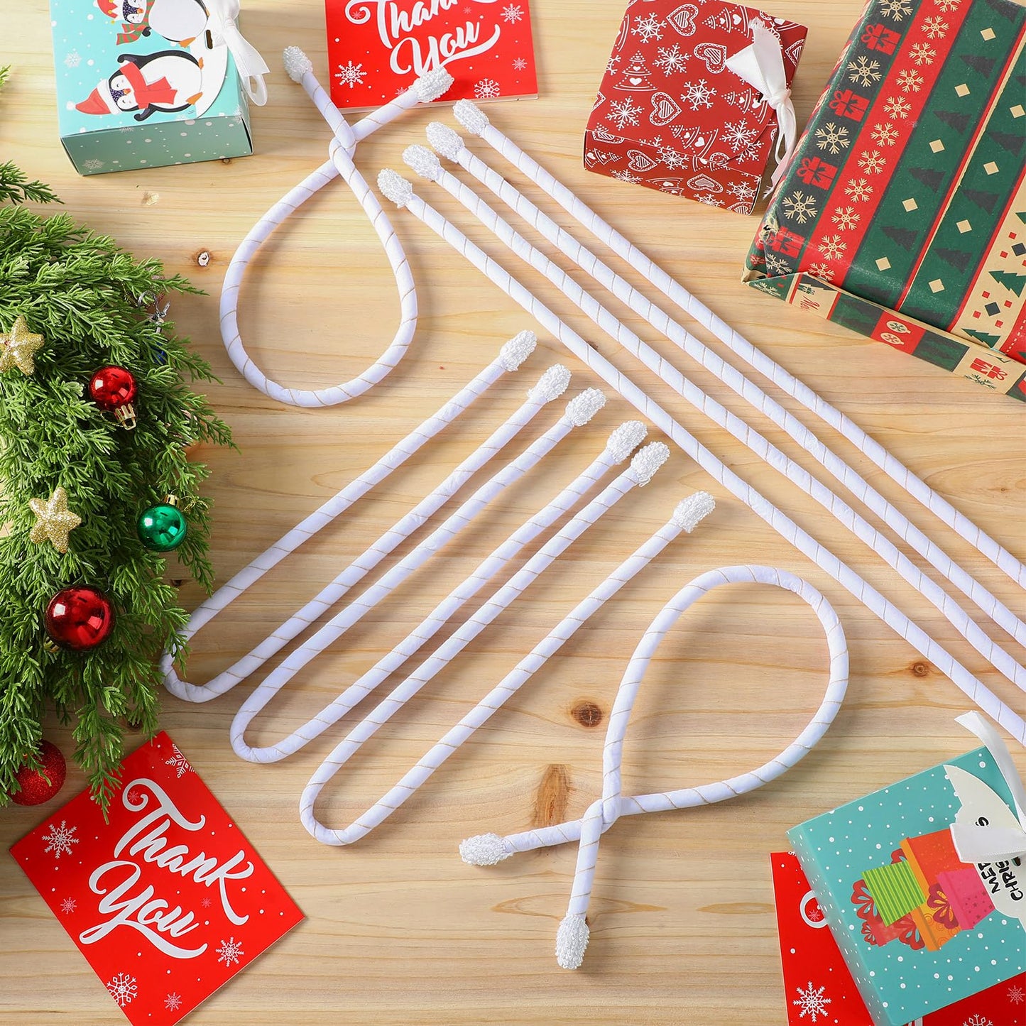 Zhengmy 16 Pcs 25 Inches Christmas Velvet Garland Ties Christmas Decorative Twist Ties for Banister Reusable and Flexible Twist for Xmas Home Decorations Holiday Craft Wrapping(White)