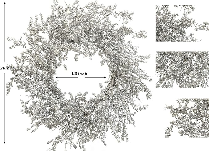 Winter Front Door Wreath 26 Inch Winter Silver Berry Wreath