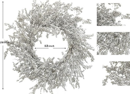 Winter Front Door Wreath 26 Inch Winter Silver Berry Wreath