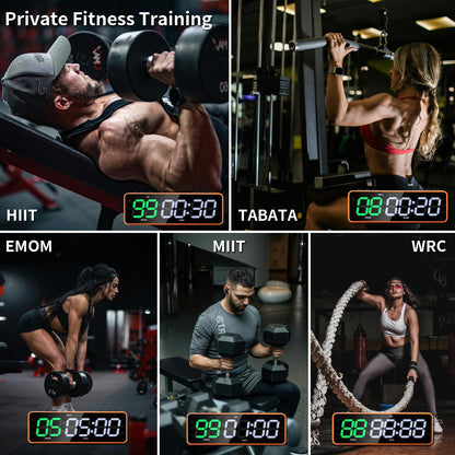 Portable Gym Timer with Strong Magnet for Home Gym, Interval Timer with Battery Supply, Workout Clock with Stopwatch, Count up/Down,Custom Interval for Fitness/Home/Boxing