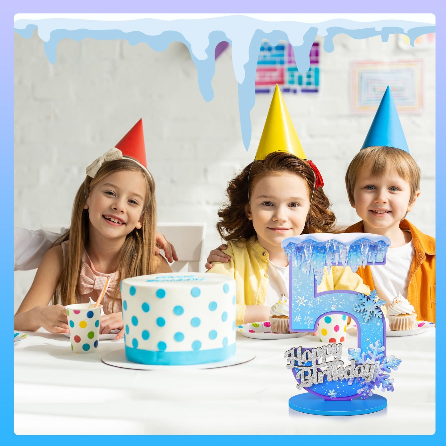 Snowflake Birthday Number Sign Centerpiece Snowflake Theme Party Decorations Winter Wooden Party Centerpieces for Table Decoration Photo Props Snowflake Birthday Decorations