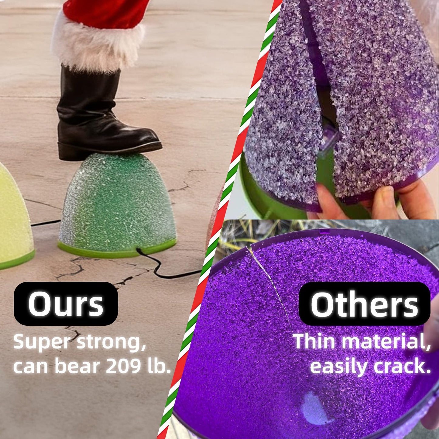 Illuminated Gumdrop Christmas Pathway Lights Outdoor Decorations, Connectable 4Pcs Light Up Gum Drop with Timer for Yard, Cute Holiday Christmas Outside Decor for Porch,Walkway, Gingerbread Theme